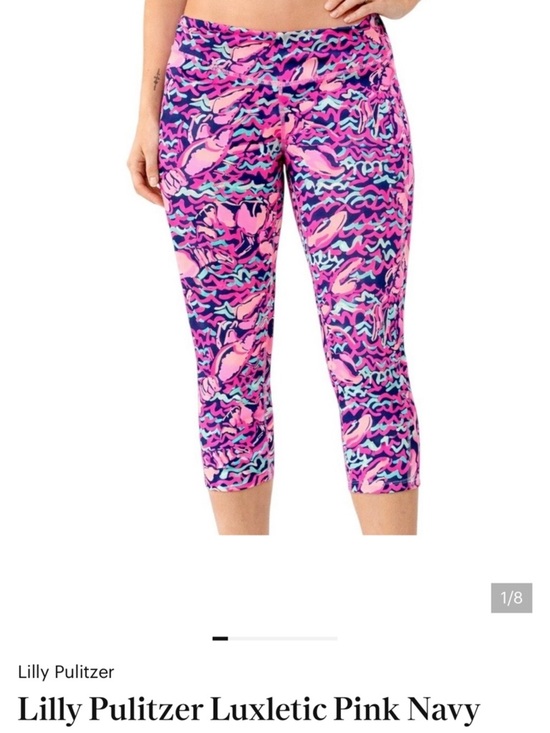 Lilly Pulitzer Pants - Lilly Pulitzer Lobster RollNeon Pink, Navy & Aqua Cropped Leggings 0036